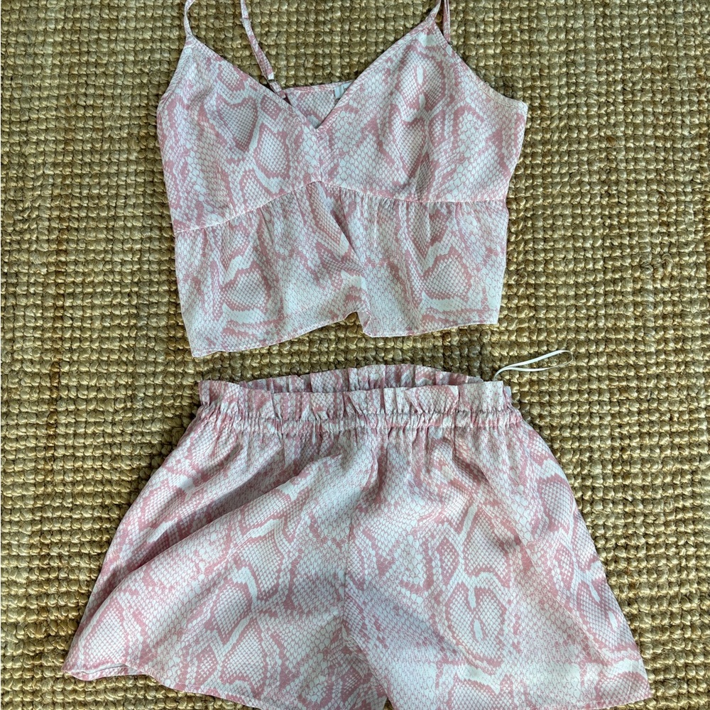 Harper Wren - Pink Snake-Print Cami & Shorts Sleep Set